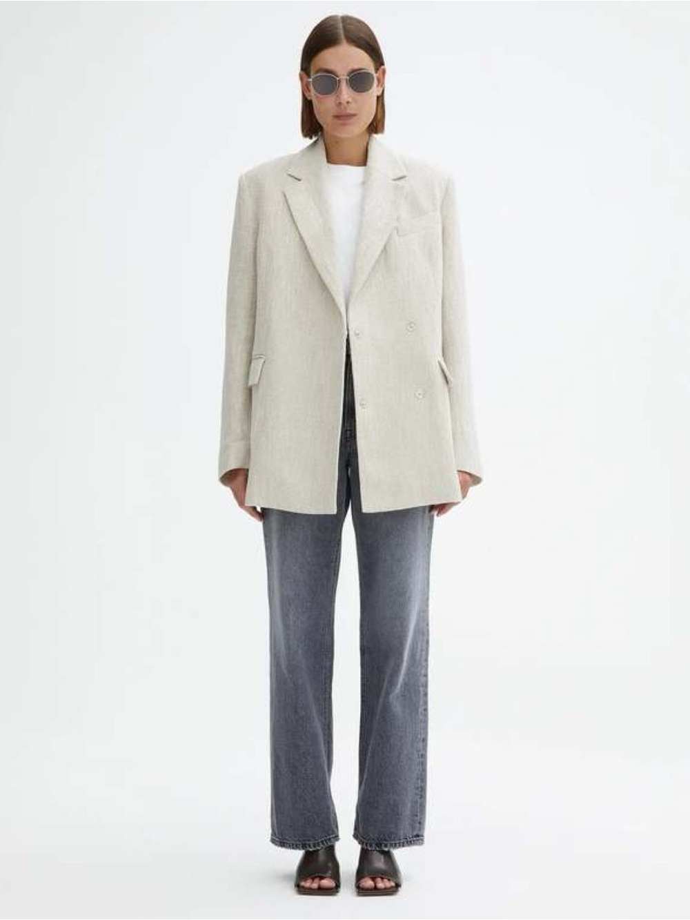 House of Dagmar Classic Linen Blazer in Natural Melange EU:38 US: 6-8